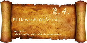 Milkovich Alárd névjegykártya
